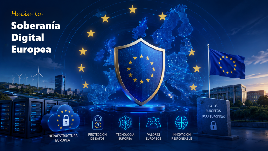 Fronteras Digitales Europeas: Concepto de soberanía cibernética y fronteras digitales en el mapa de la Unión Europea.