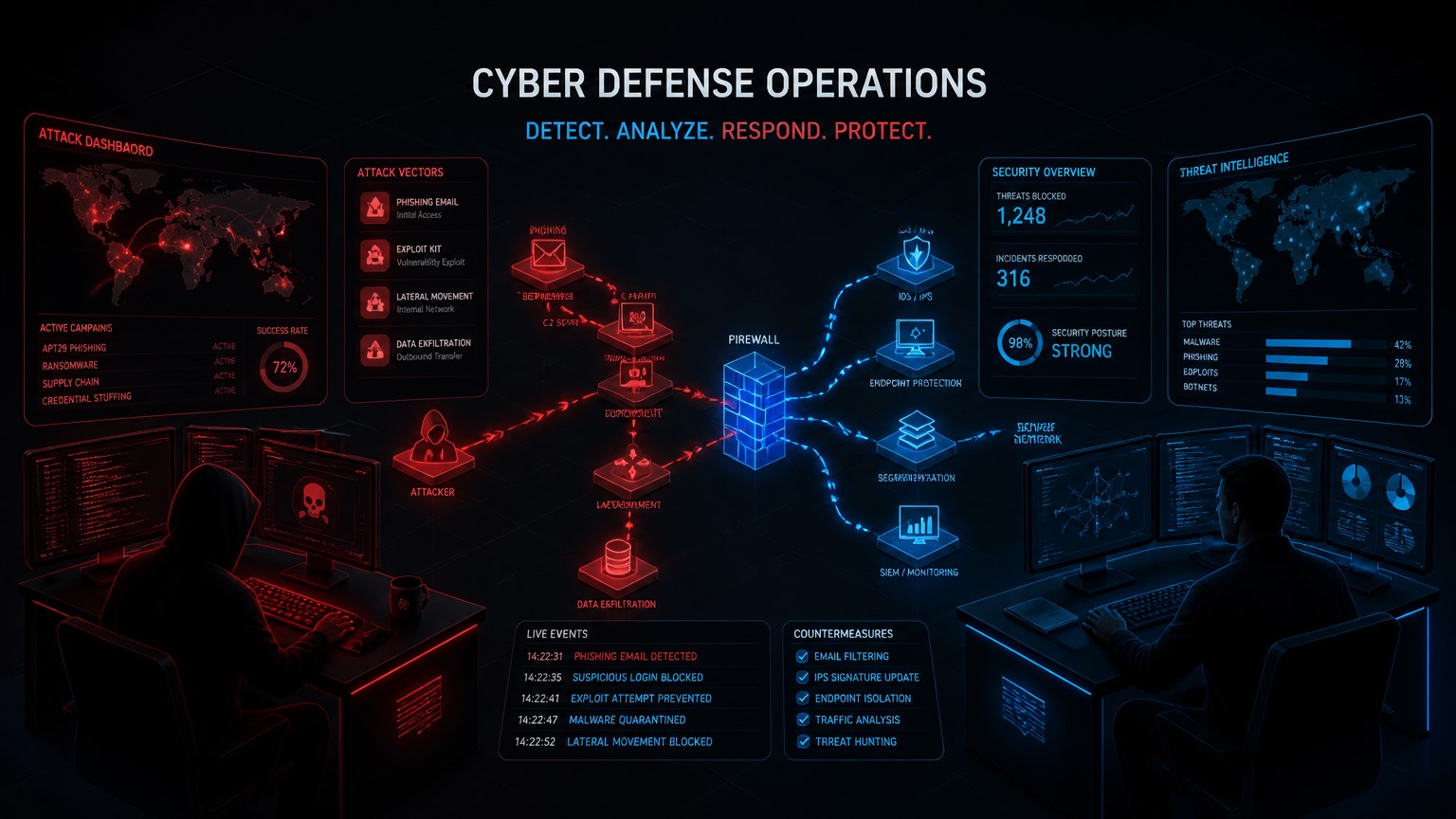 Representación visual de cómo el penetration testing identifica riesgos antes que los atacantes